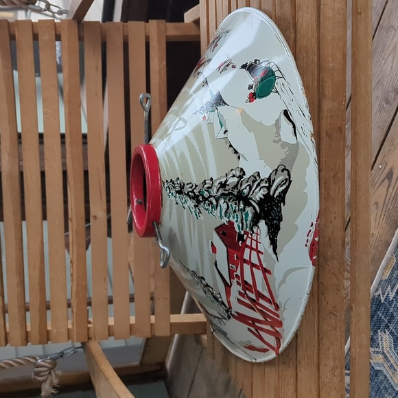 Coloramic Tin Litho White and Red Christmas Tree Skirt/Stand Winter Wonderland - Picture 1 of 7